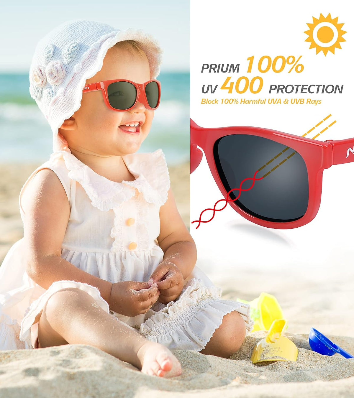 Nacuwa Gafas de sol para bebé, 100% a prueba de rayos UV, para bebé...