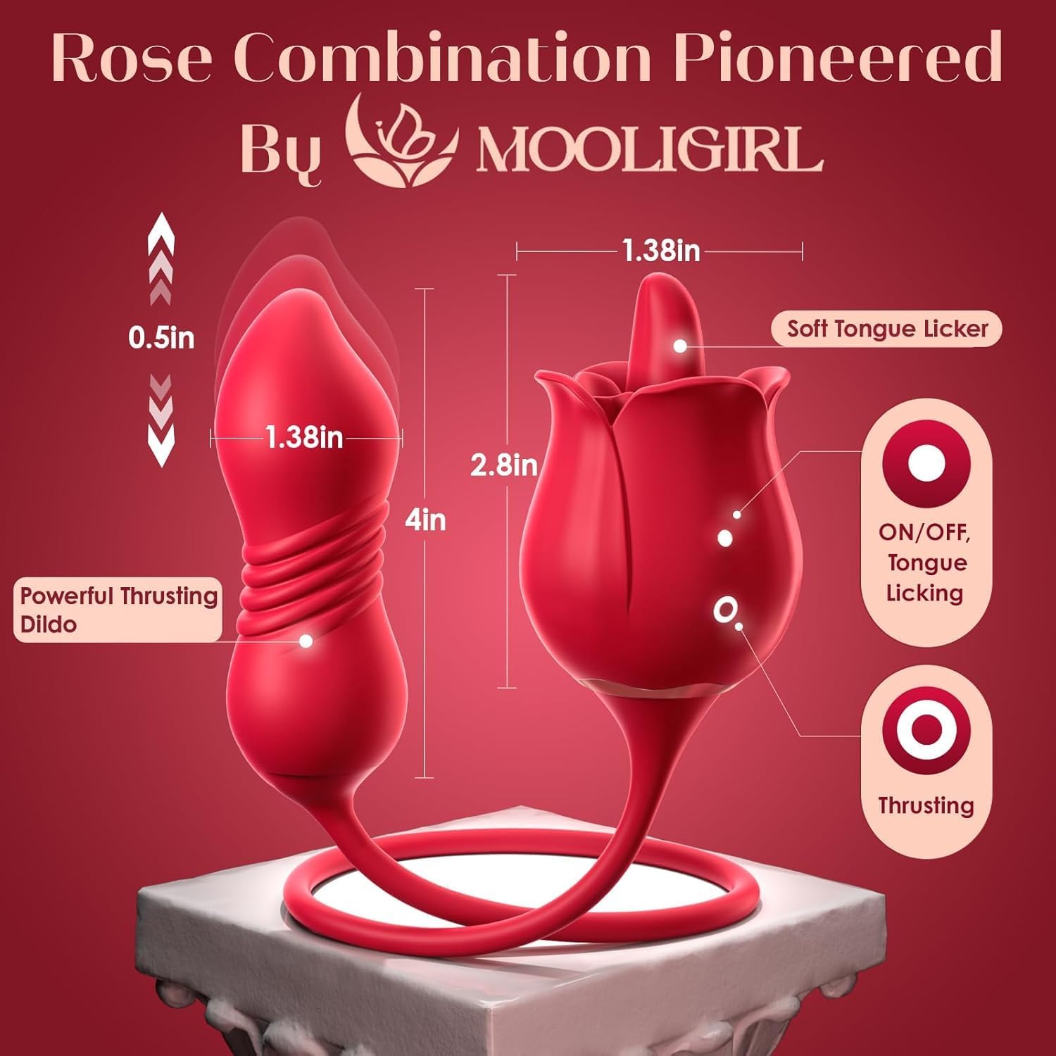Vibrador de juguete de rosa para adultos, juguetes sexuales MOOLIGI...