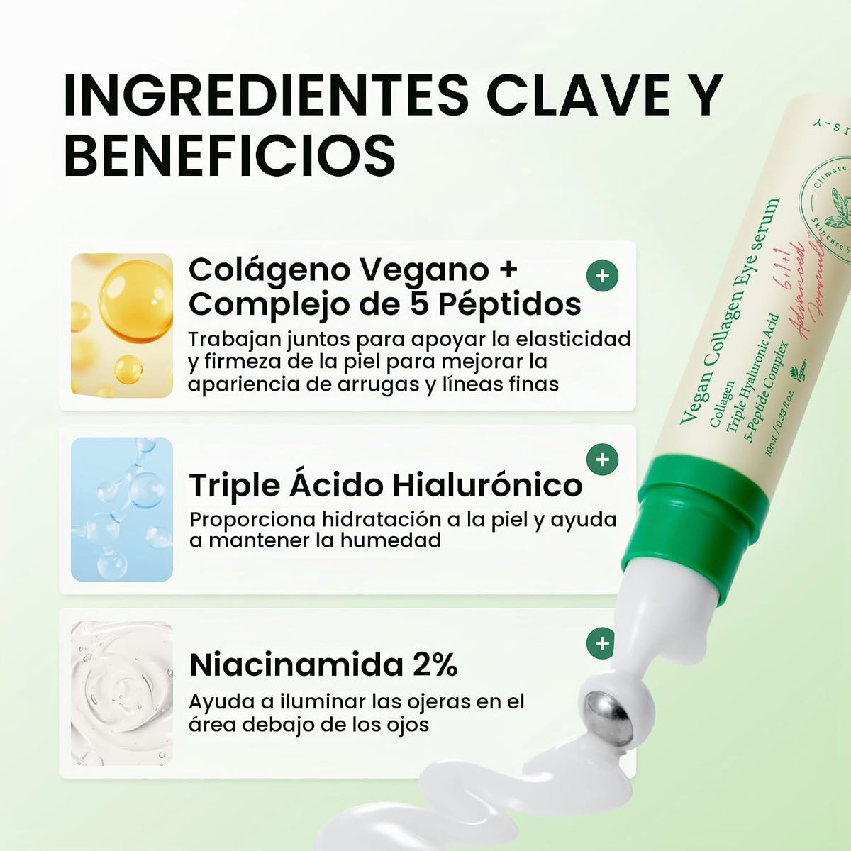 Suero para ojos de colágeno vegano AXIS-Y con 2% de niacinamida, pé...