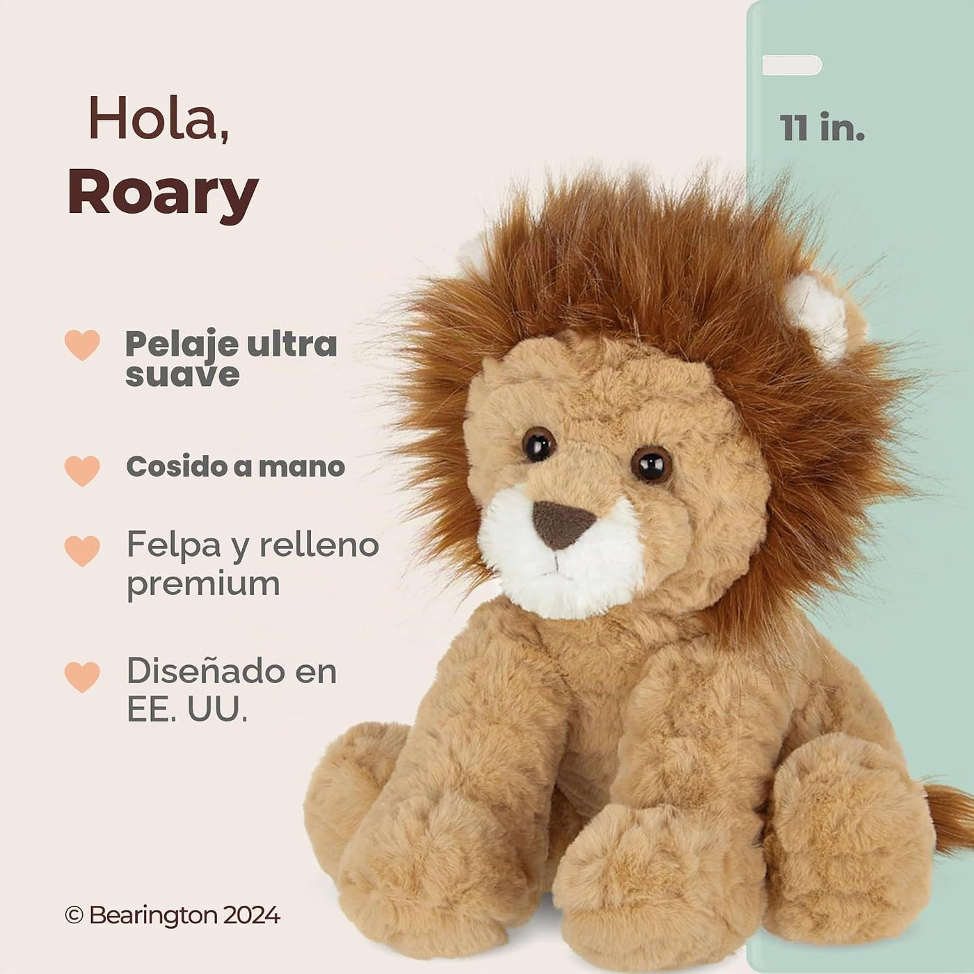 Bearington Collection Roary - León de peluche de 11 pulgadas, peluc...