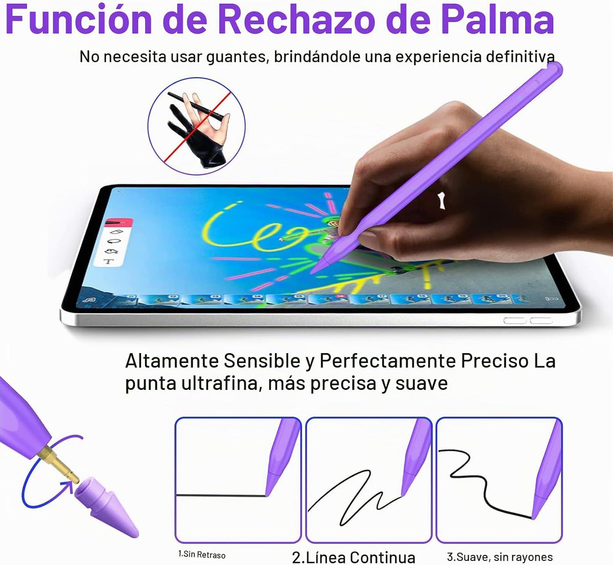 Lápiz óptico para iPad 2018-2026 con rechazo de palma, Apple Pencil...