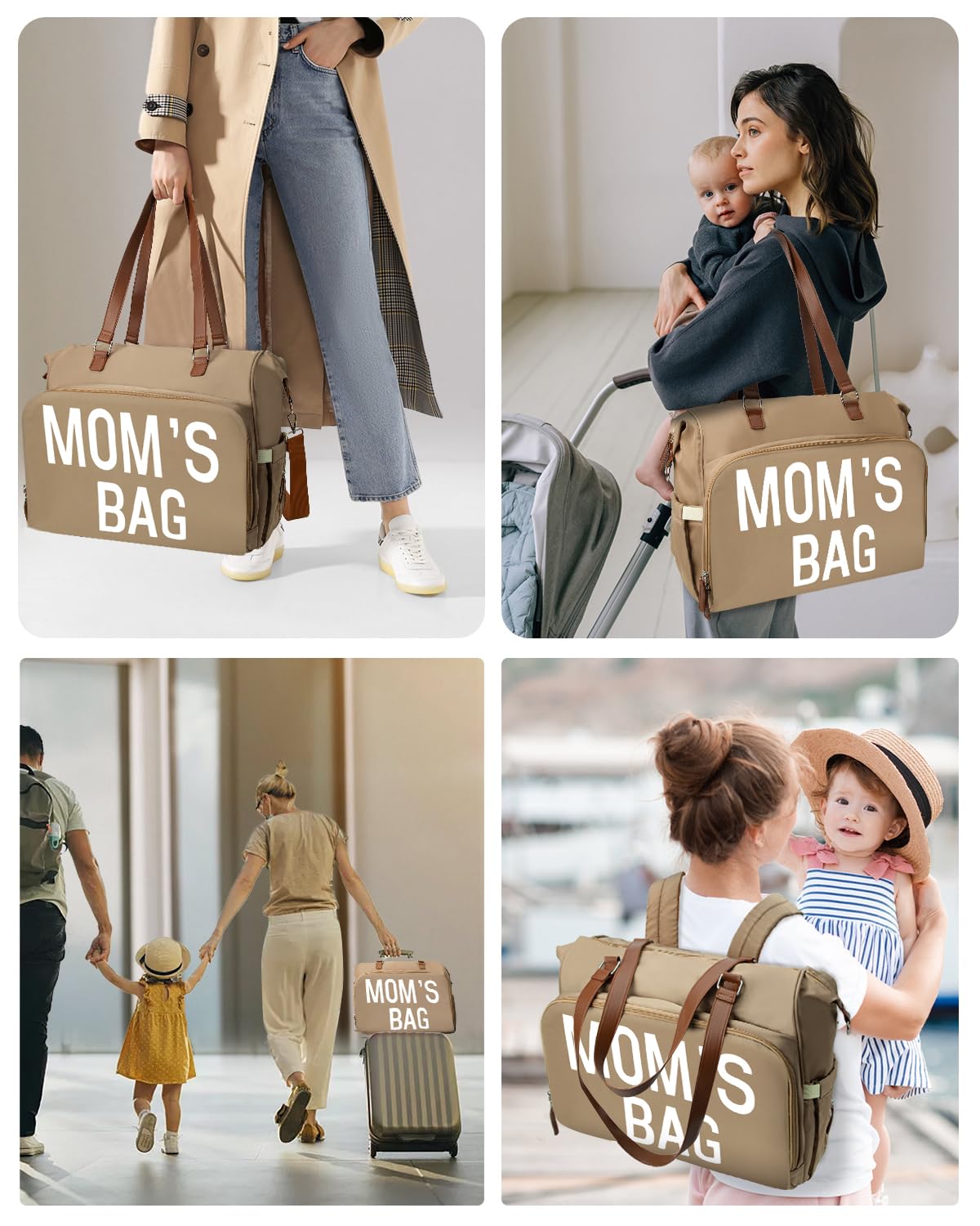 Pripher - Bolso para pañales de mamá 4 en 1, bolso para bebé con 4...
