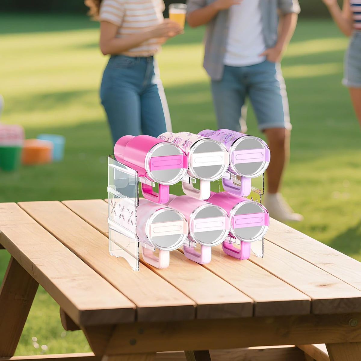 JYPS Organizador de vasos, almacenamiento acrílico para botellas de...