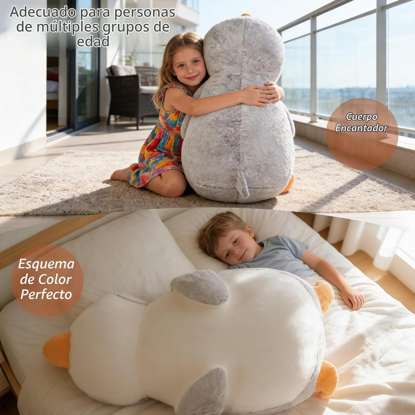 ZBLX Peluche de pingüino gigante, animal de peluche grande de pingü...