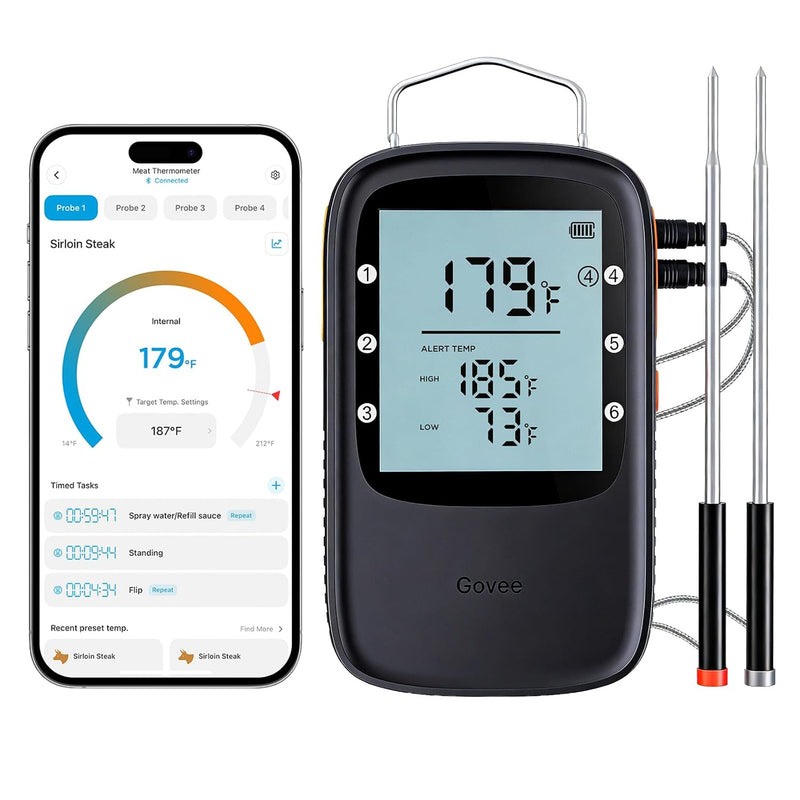 Termómetro digital para carne Govee Bluetooth con temporizador de a...