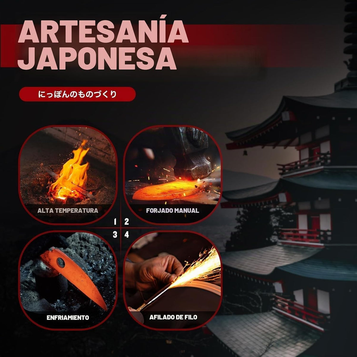 Huusk - Cuchillo deshuesador japonés para cortar carne con funda, h...