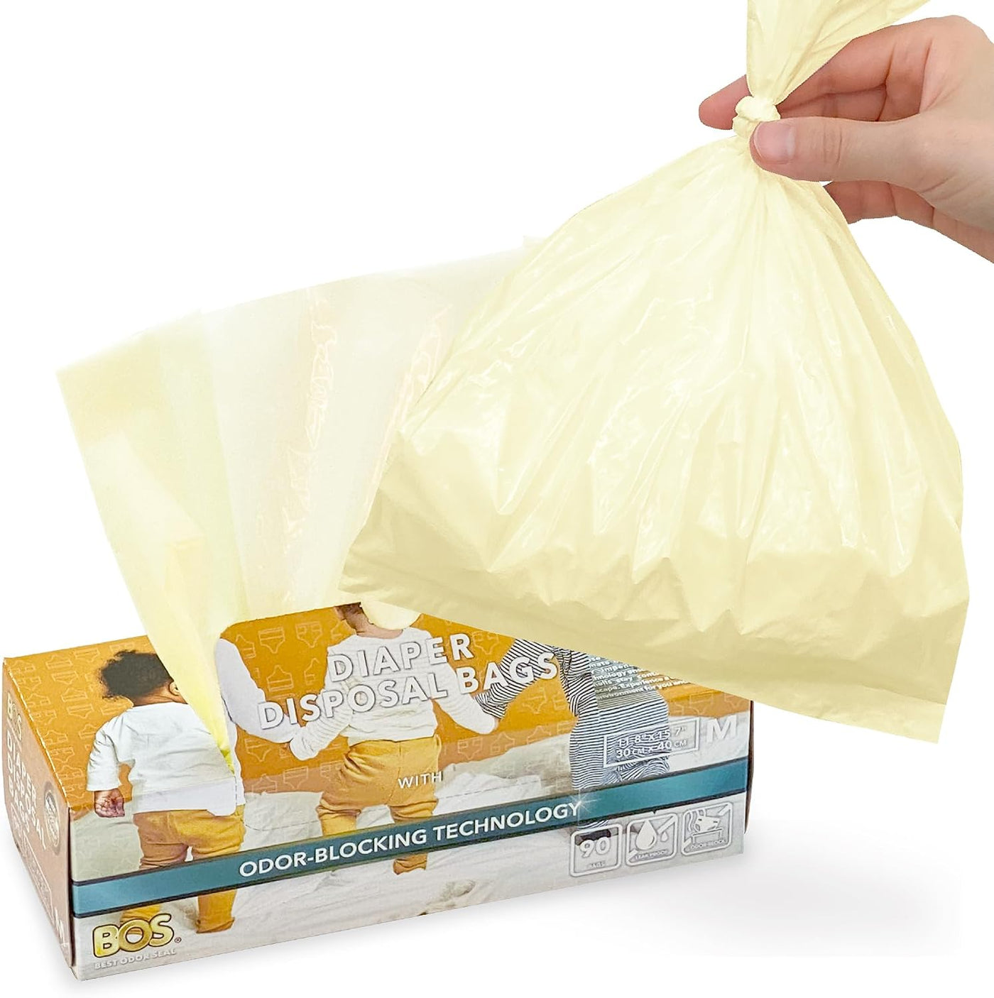 BOS Bolsas de basura para pañales sucios que sellan el olor, sin ol...