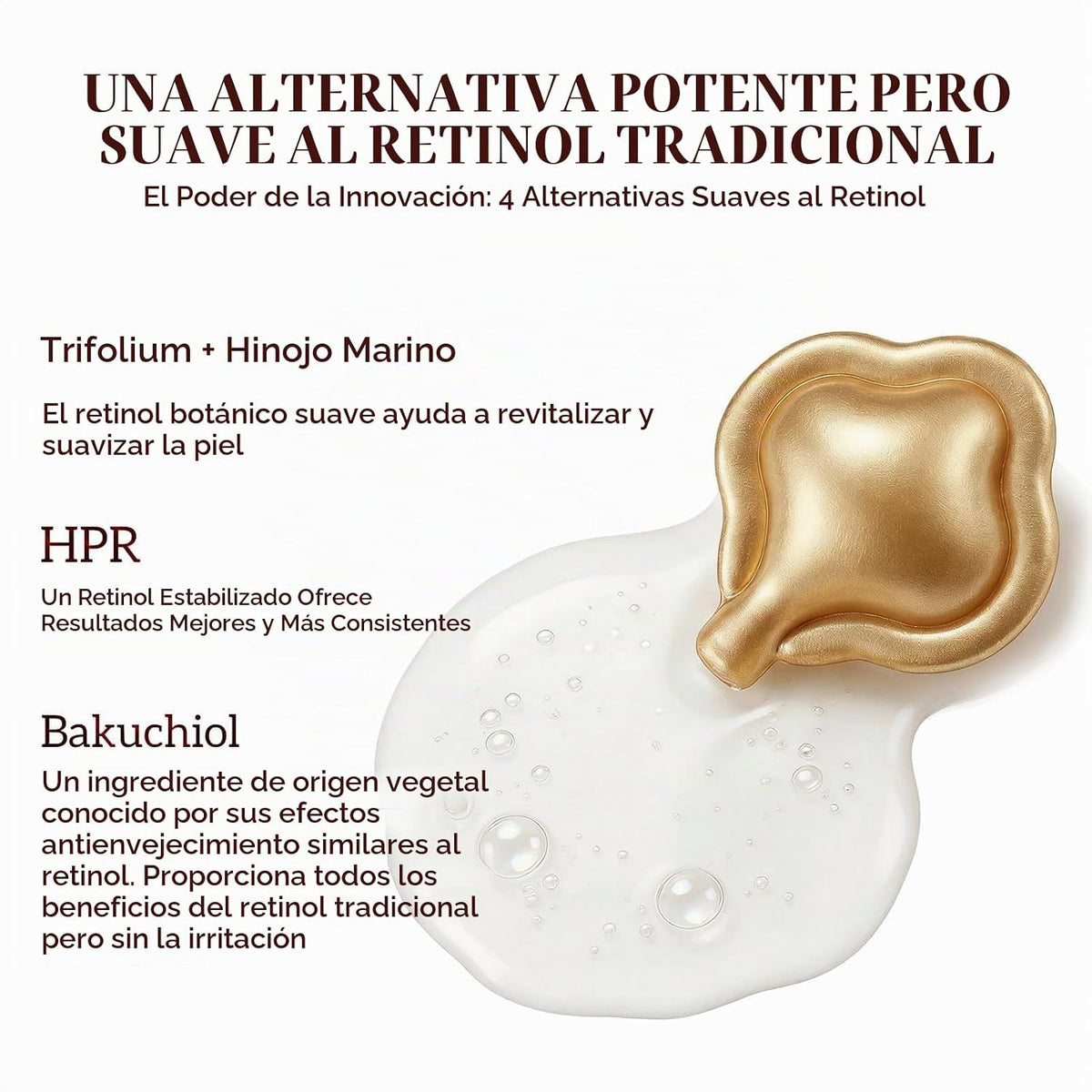 HKH Suero de retinol Bakuchiol para rostro: 30 cápsulas de suero an...
