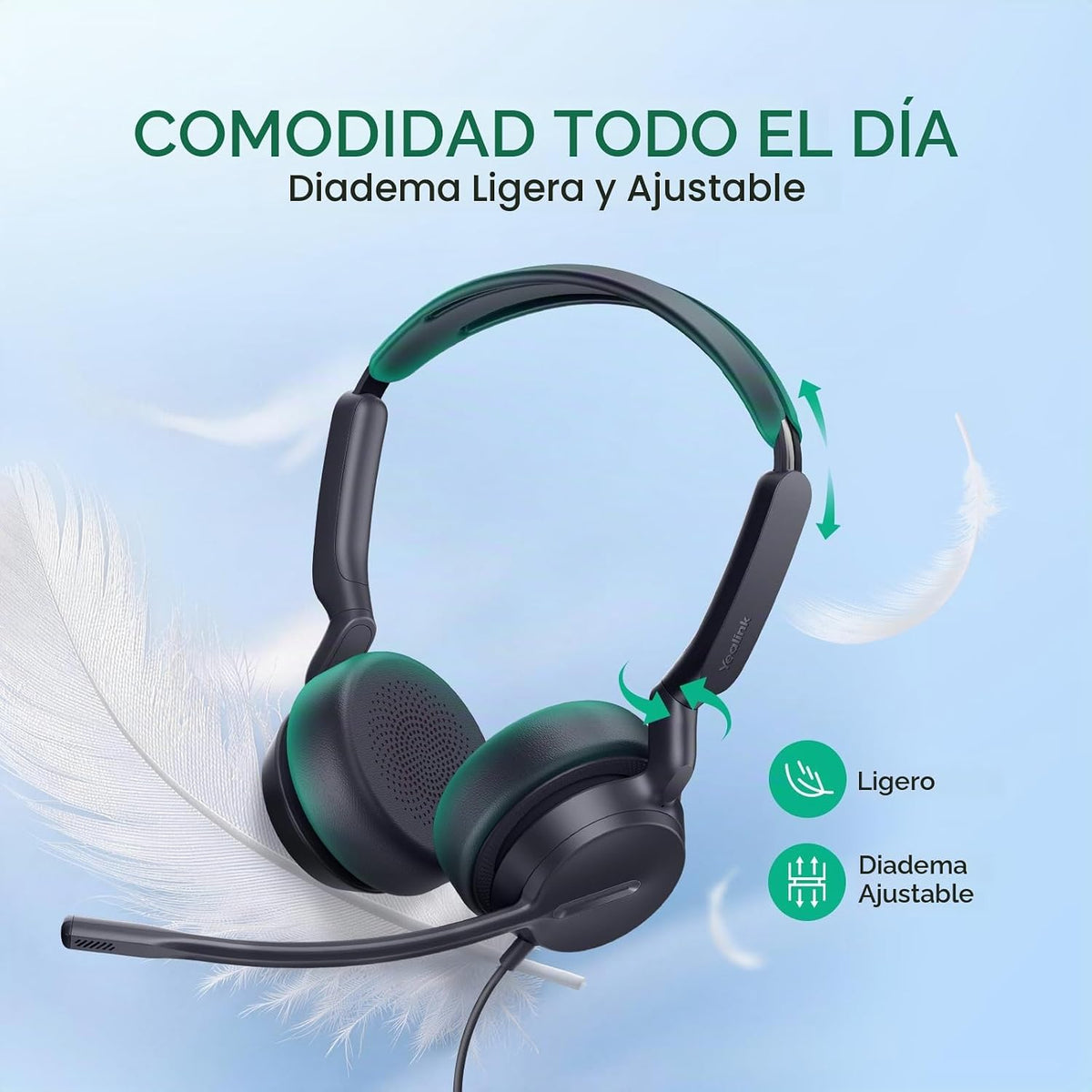Yealink Auriculares con cable UH42 SE, USB-A\/C y 0.1 in, controles...