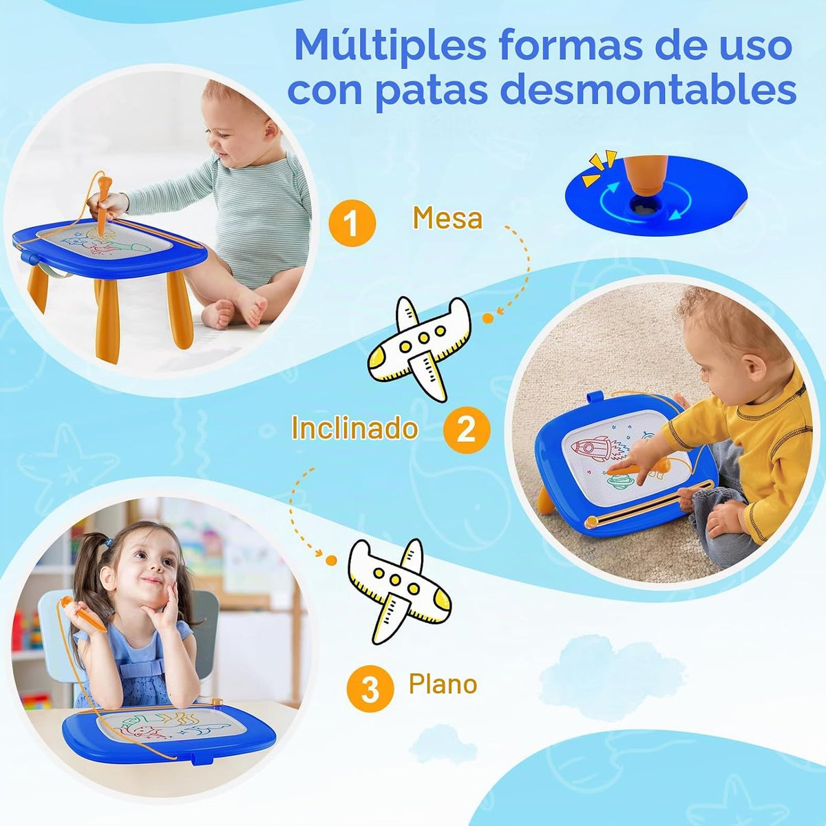 Kikidex Juguetes para niños de 1 a 3 años, tablero magnético de dib...