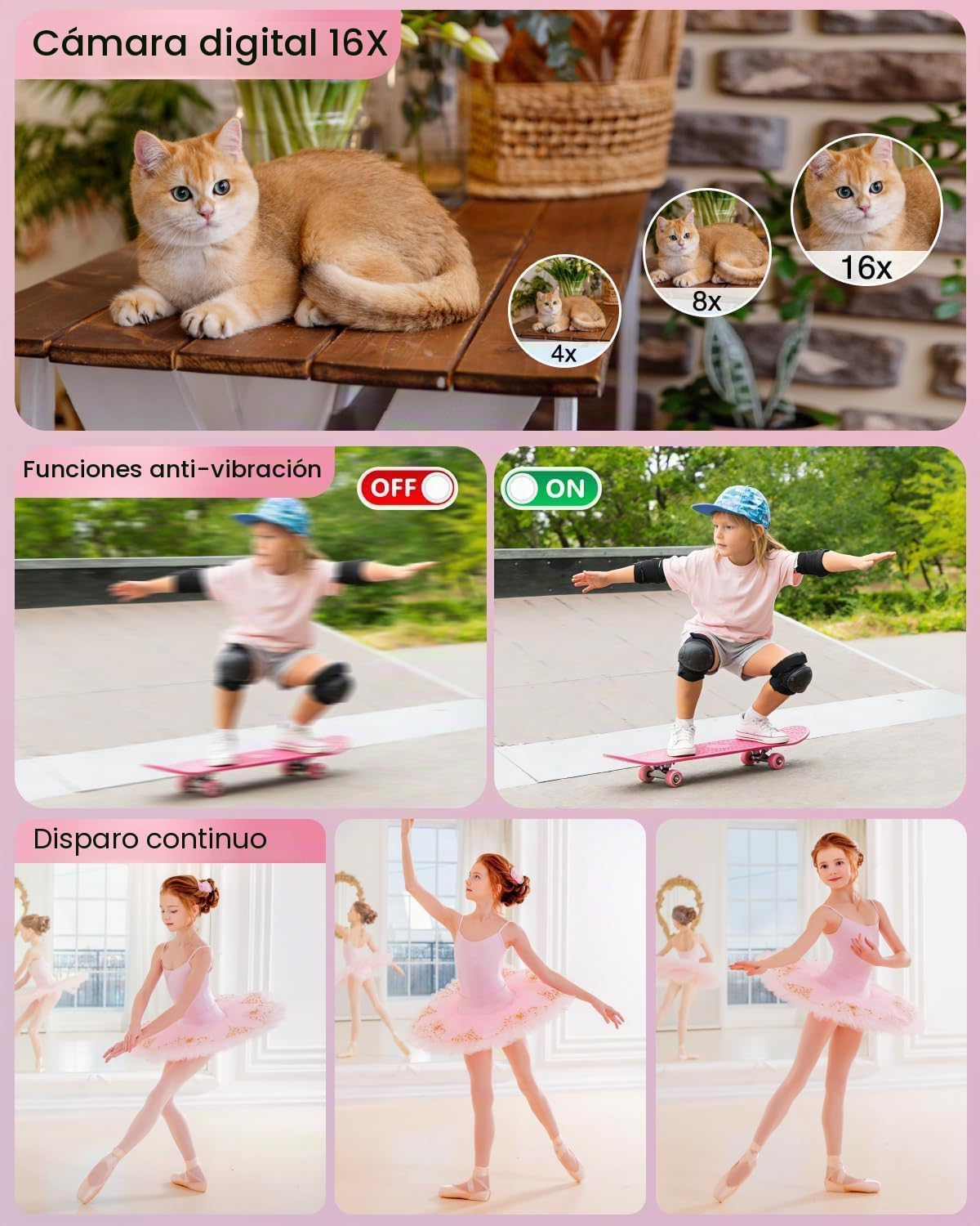 Cámara digital 4K para niños, cámara de enfoque automático de 48 MP...