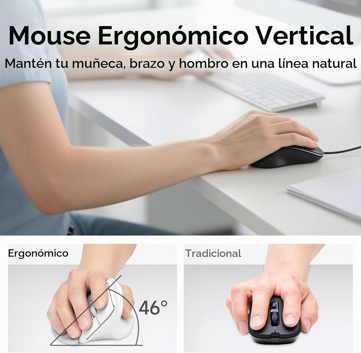 SANWA Ratón ergonómico inalámbrico para manos grandes, mouse vertic...