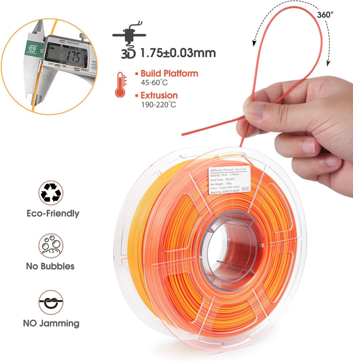 iSANMATE - Filamento de PLA Plus multicolor arcoíris degradado de 1...