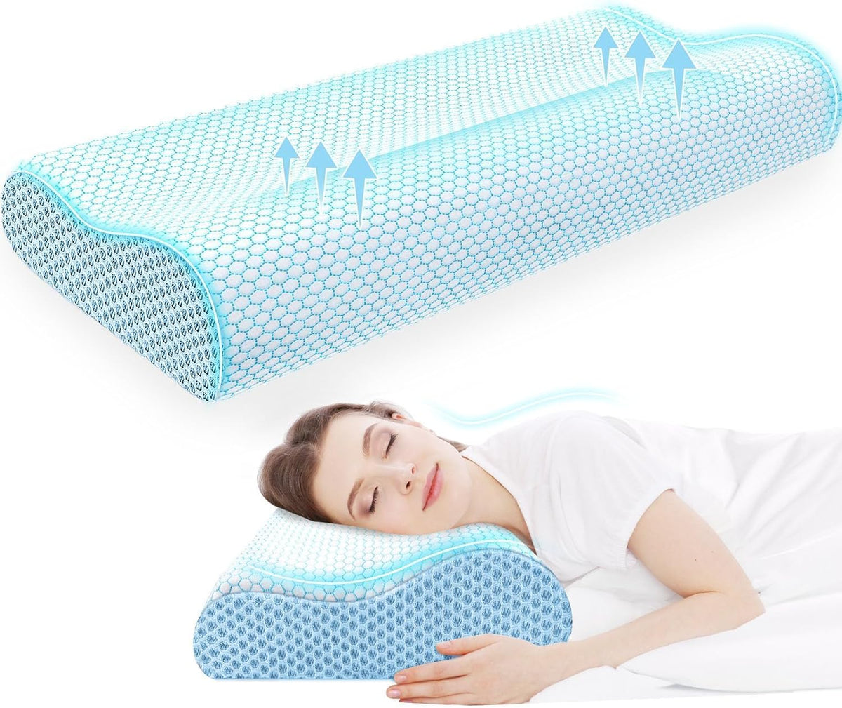 Almohada cervical ergonómica, para el cuello, para dormir, tamaño K...