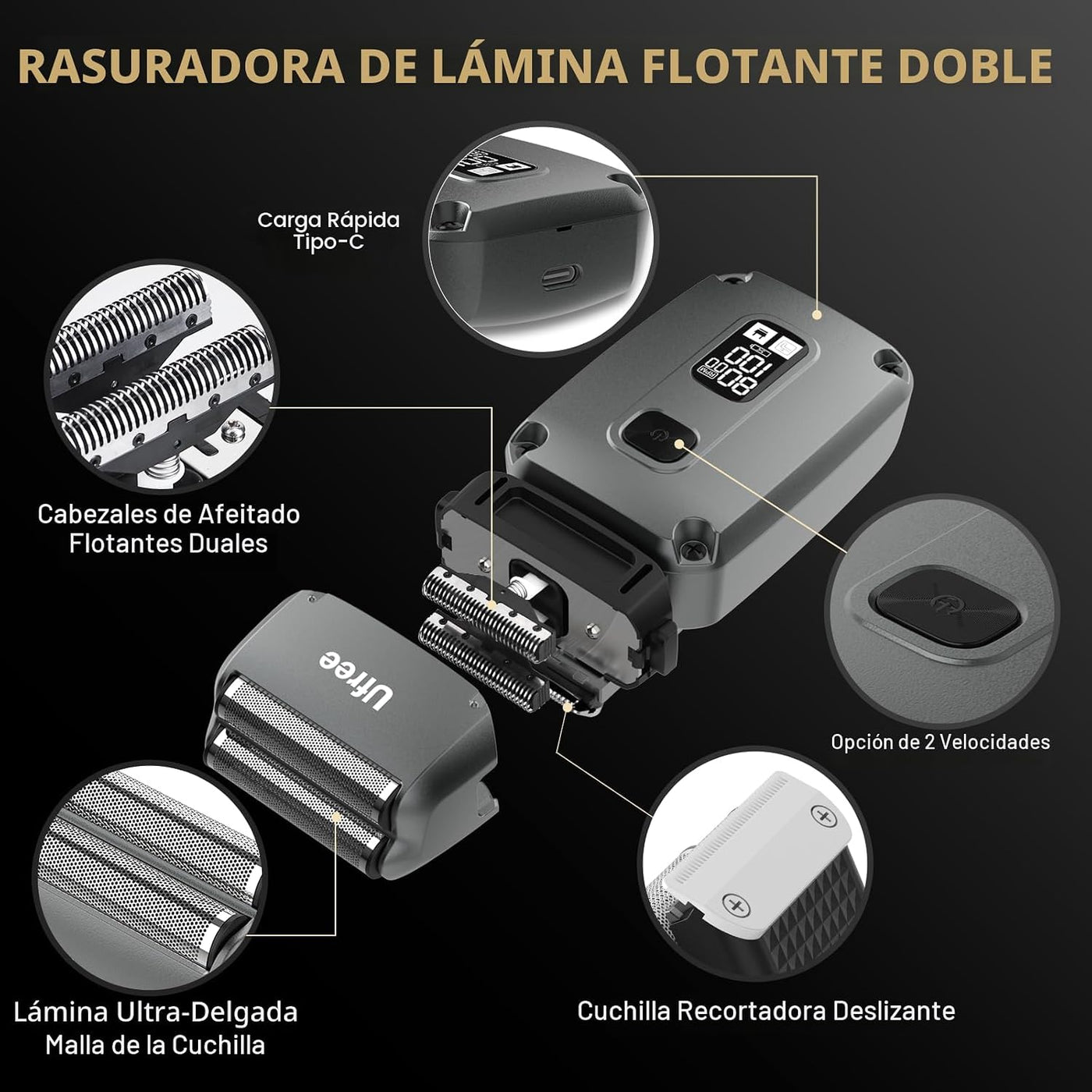 Ufree Juego de cortapelos y recortadores para hombres, afeitadora e...