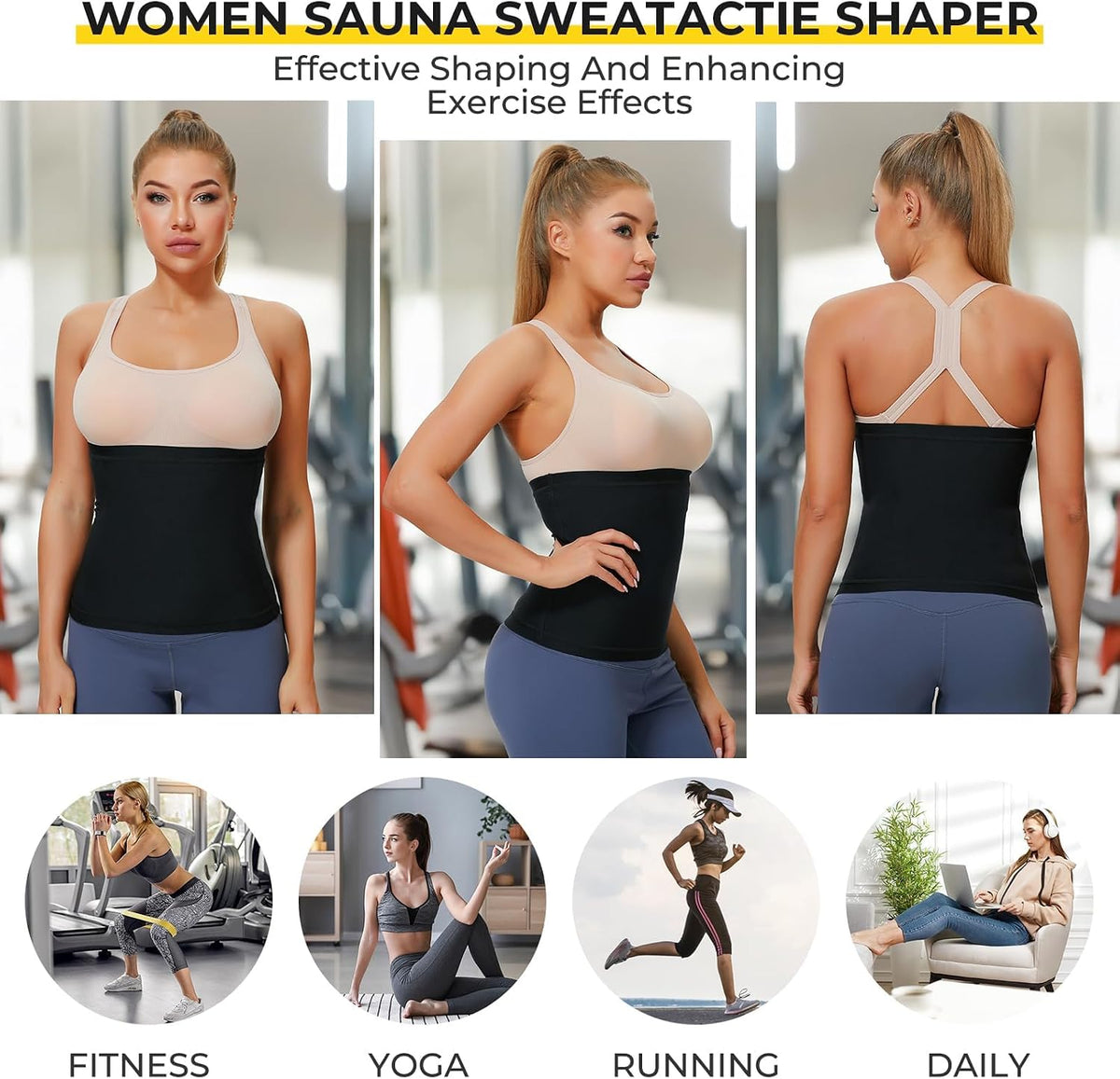 Dulchany Traje de sauna reductor de cintura para mujer, banda de |...