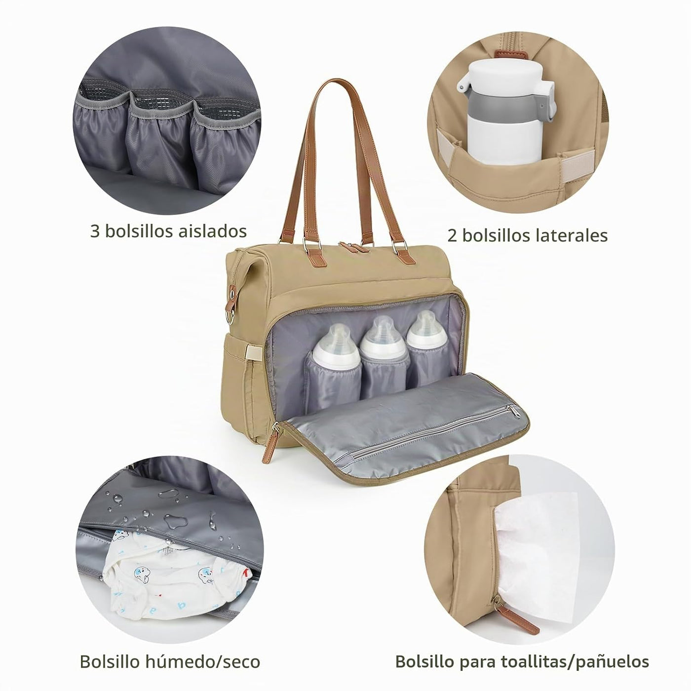 Pripher - Bolso para pañales de mamá 4 en 1, bolso para bebé con 4...