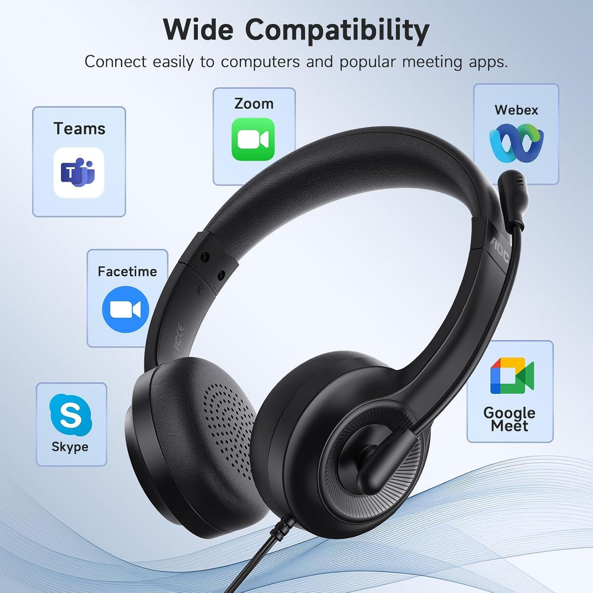 AOC Auriculares USB con micrófono para PC, auriculares con cable en...
