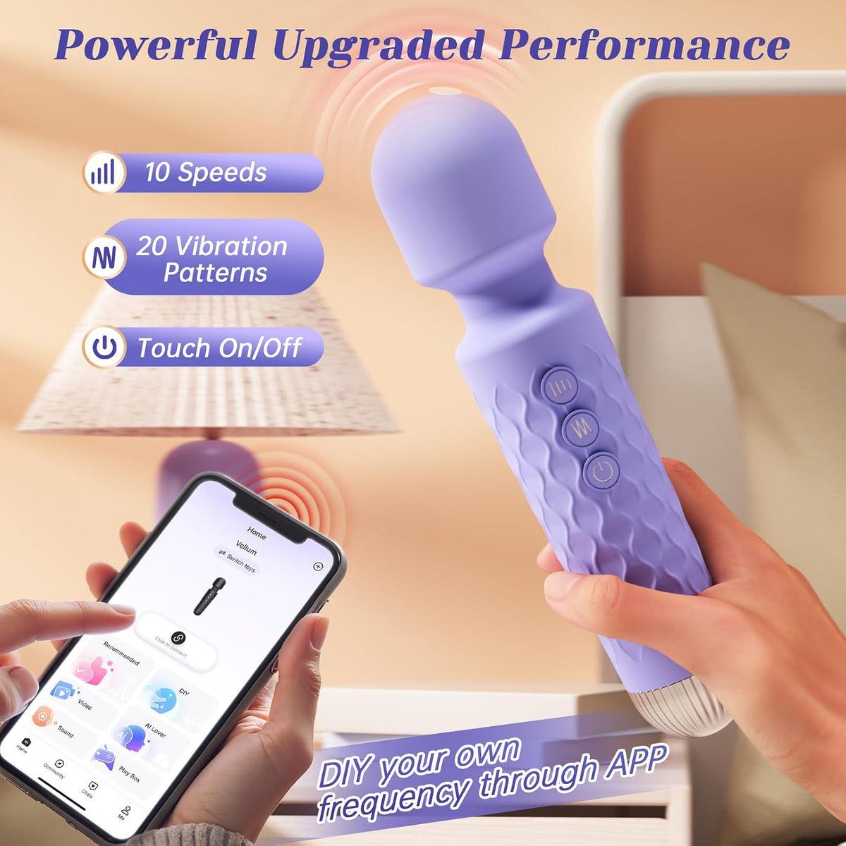 Allovü Varita vibradora para mujeres, vibrador silencioso, juguetes...