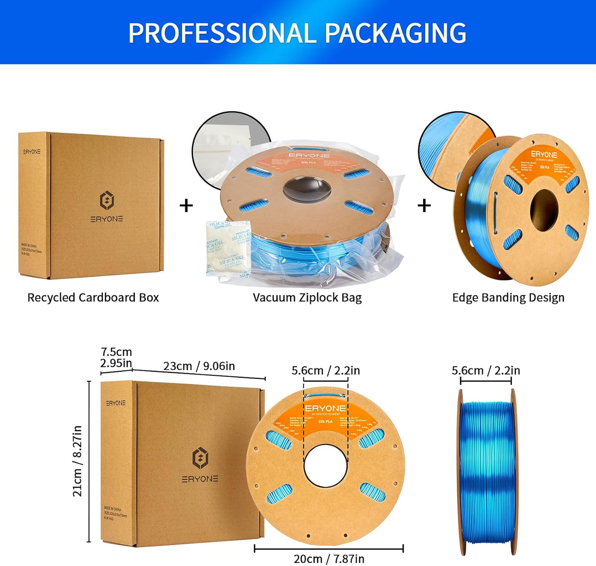 ERYONE Filamento PLA de seda para impresora 3D de 0.069 pulgadas +\...