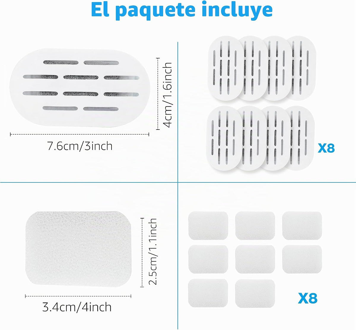 DOOOB Filtros de fuente de agua para gatos, paquete de 16 filtros d...