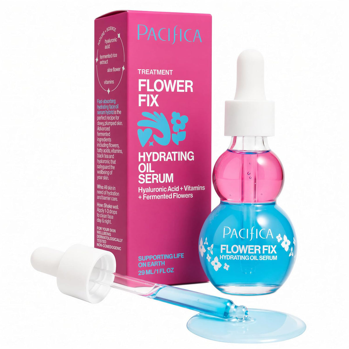 Suero de Aceite Facial Pacifica - Flower Fix Bi-Fásico Hidratante p...