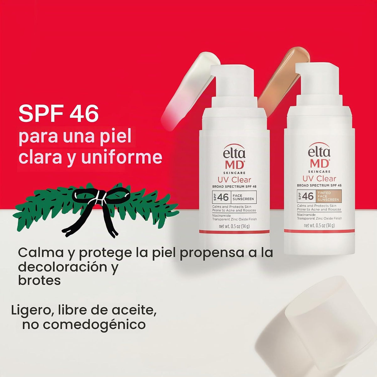 Protector solar facial transparente UV EltaMD con óxido de zinc, si...