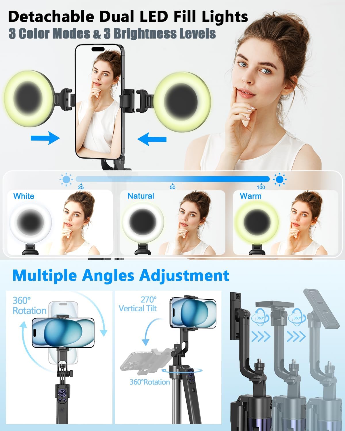 Kit de Vlogging para iPhone\/Android, trípode de seguimiento facial...