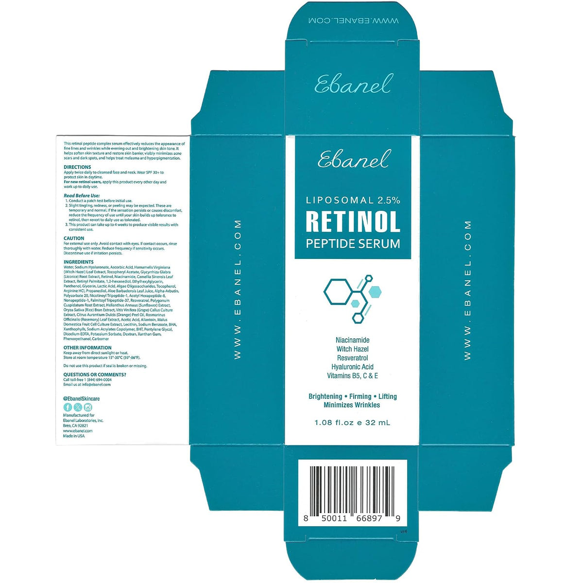 Ebanel Suero peptídico de retinol \u2013 Minimiza las arrugas, suav...