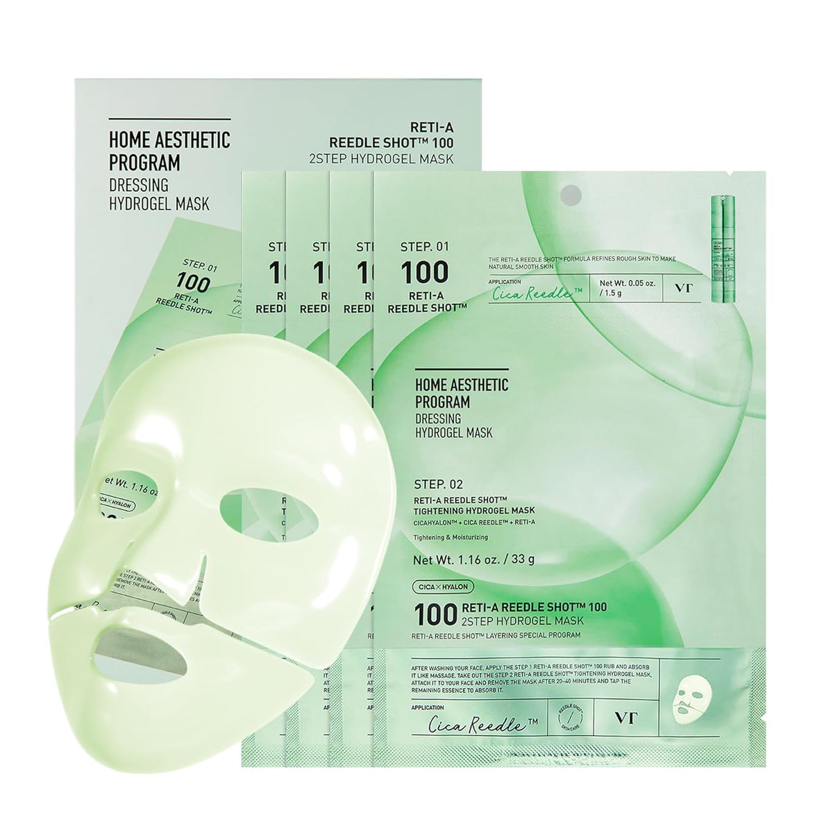 VT COSMETICS Reti-A Reedle Shot 100 Máscara de hidrogel de 2 pasos,...
