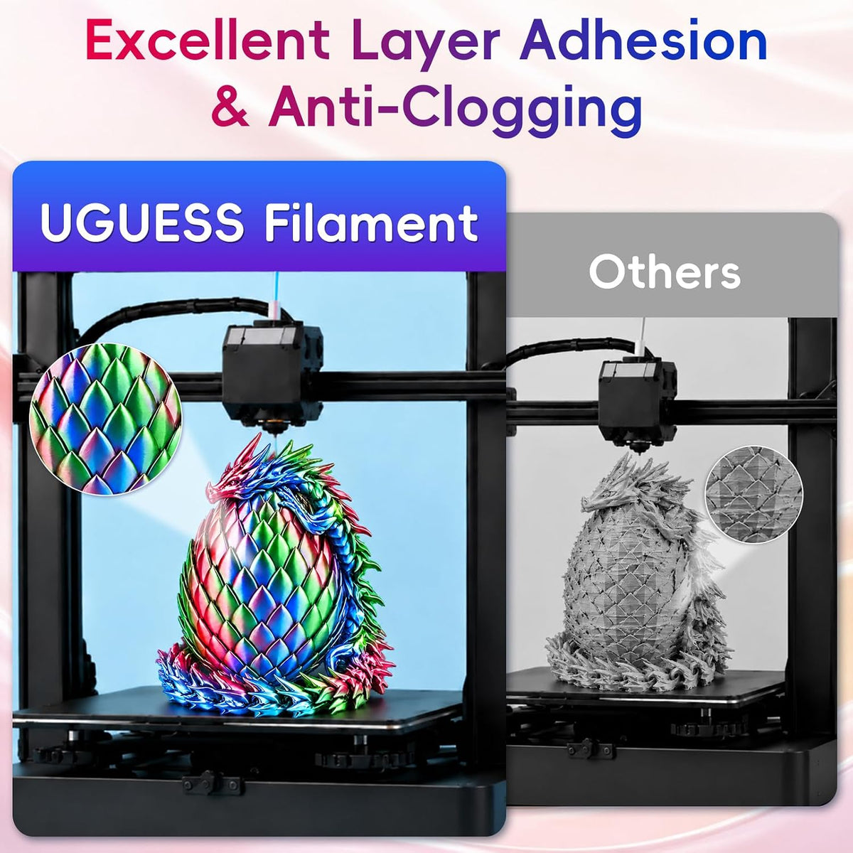 UGUESS PLA+ Rojo\/Negro\/Dorado-2.2 lbs | Filamento de impresora 3D...