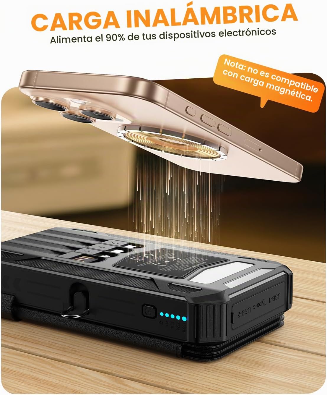 SOARAISE Cargador portátil inalámbrico del banco 48000mAh de la ene...