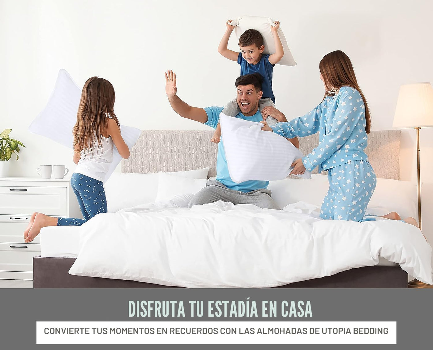Utopia Bedding Juego de 4 almohadas de cama de hotel para dormir, a...