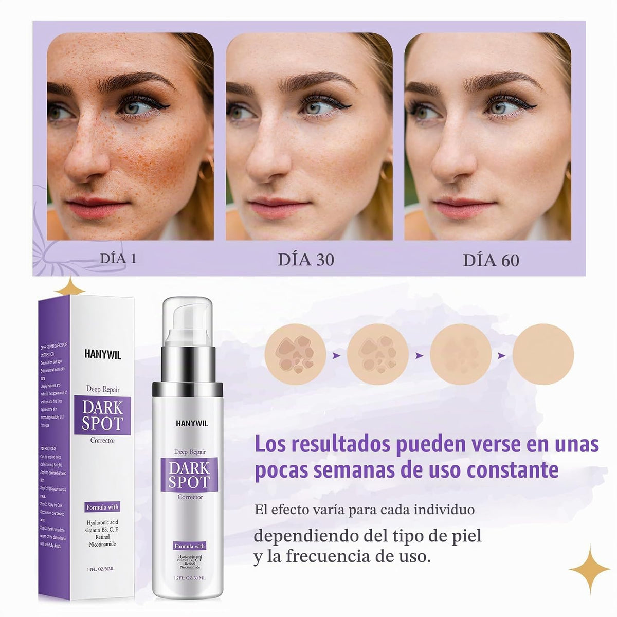 HANYWIL Eliminador de manchas oscuras para suero facial y corporal,...