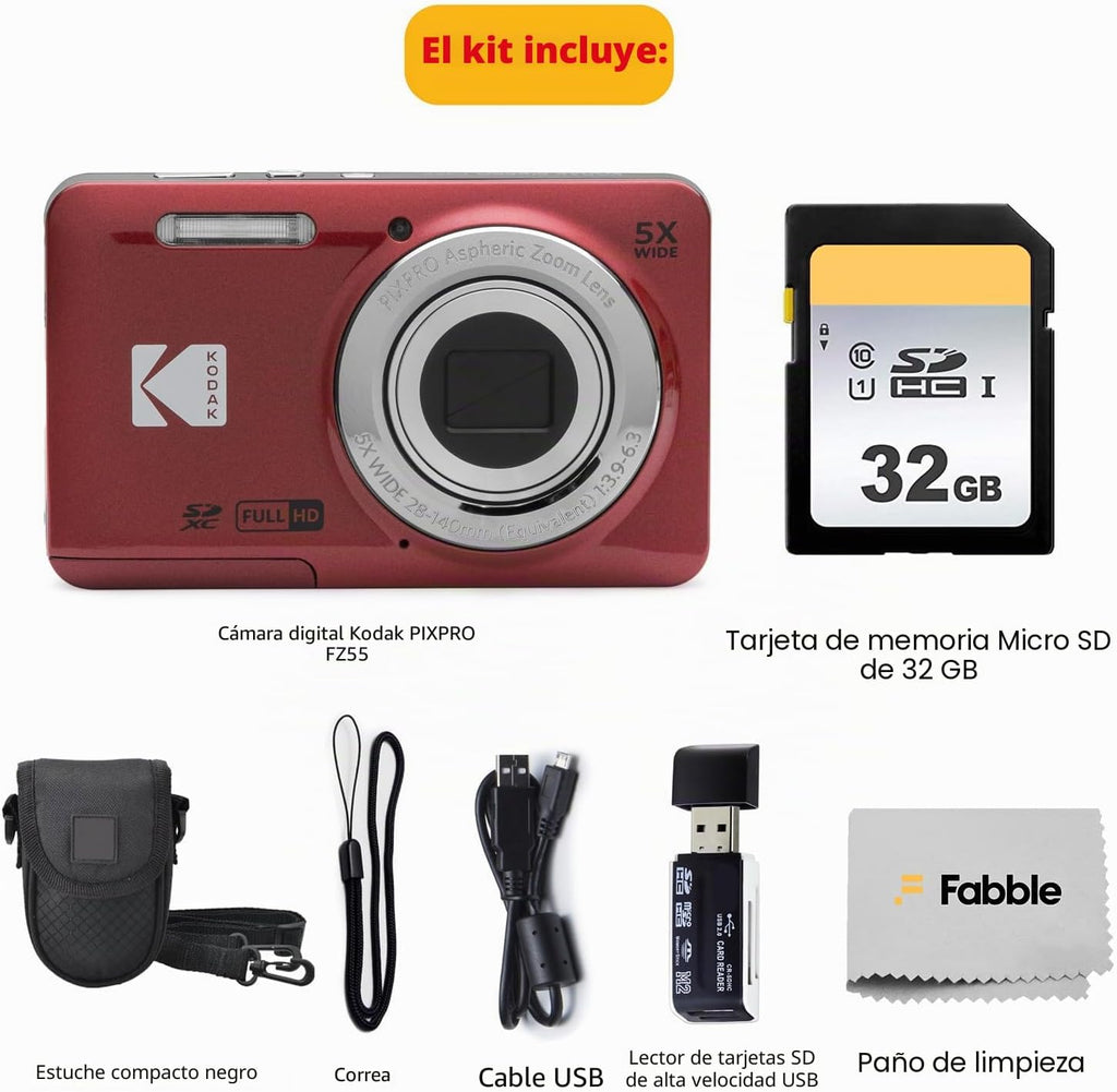 KODAK PIXPRO FZ55 Cámara digital de 16 MP de apuntar y disparar, zo...