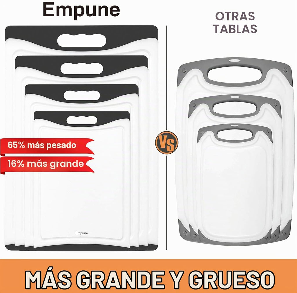 Tablas de cortar extra grandes, de plástico para cocina (juego de 4...