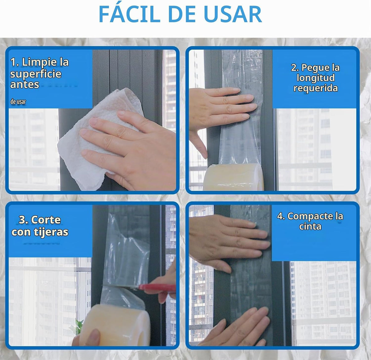 Cinta transparente para sellado de ventanas, kit de sellado de vent...