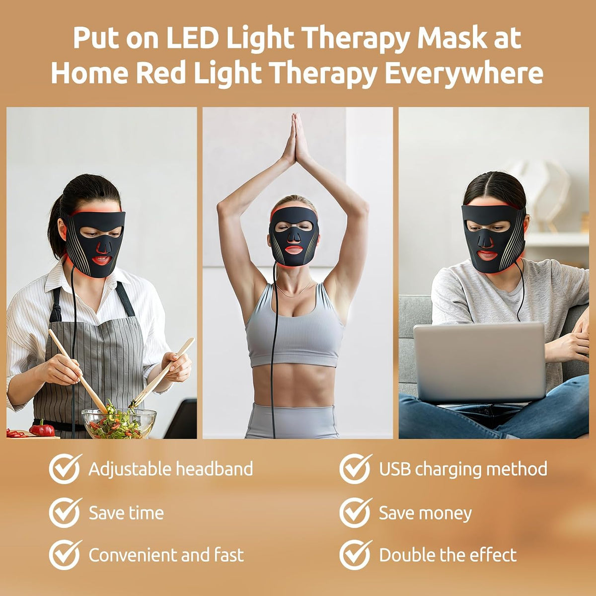 Máscara de terapia de luz roja para cara, máscara de terapia de luz...