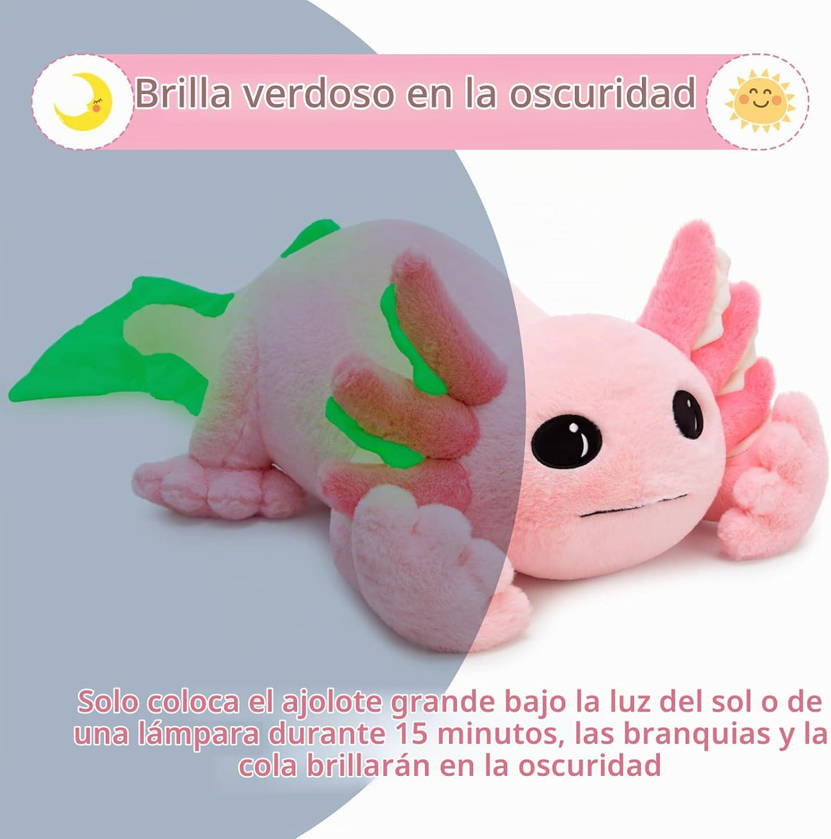 MaoGoLan - Almohada de felpa de ajolote que brilla en la oscuridad,...