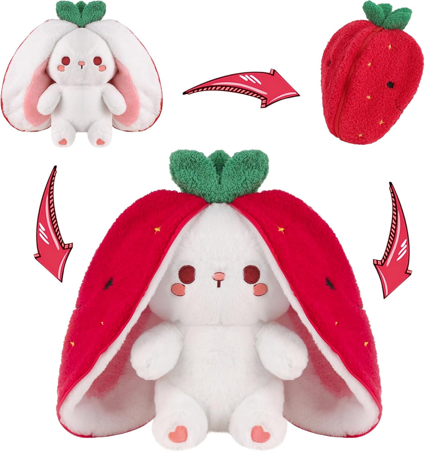 MIAODAM - Juguete de peluche de conejo de fresa de 13.7 pulgadas, c...