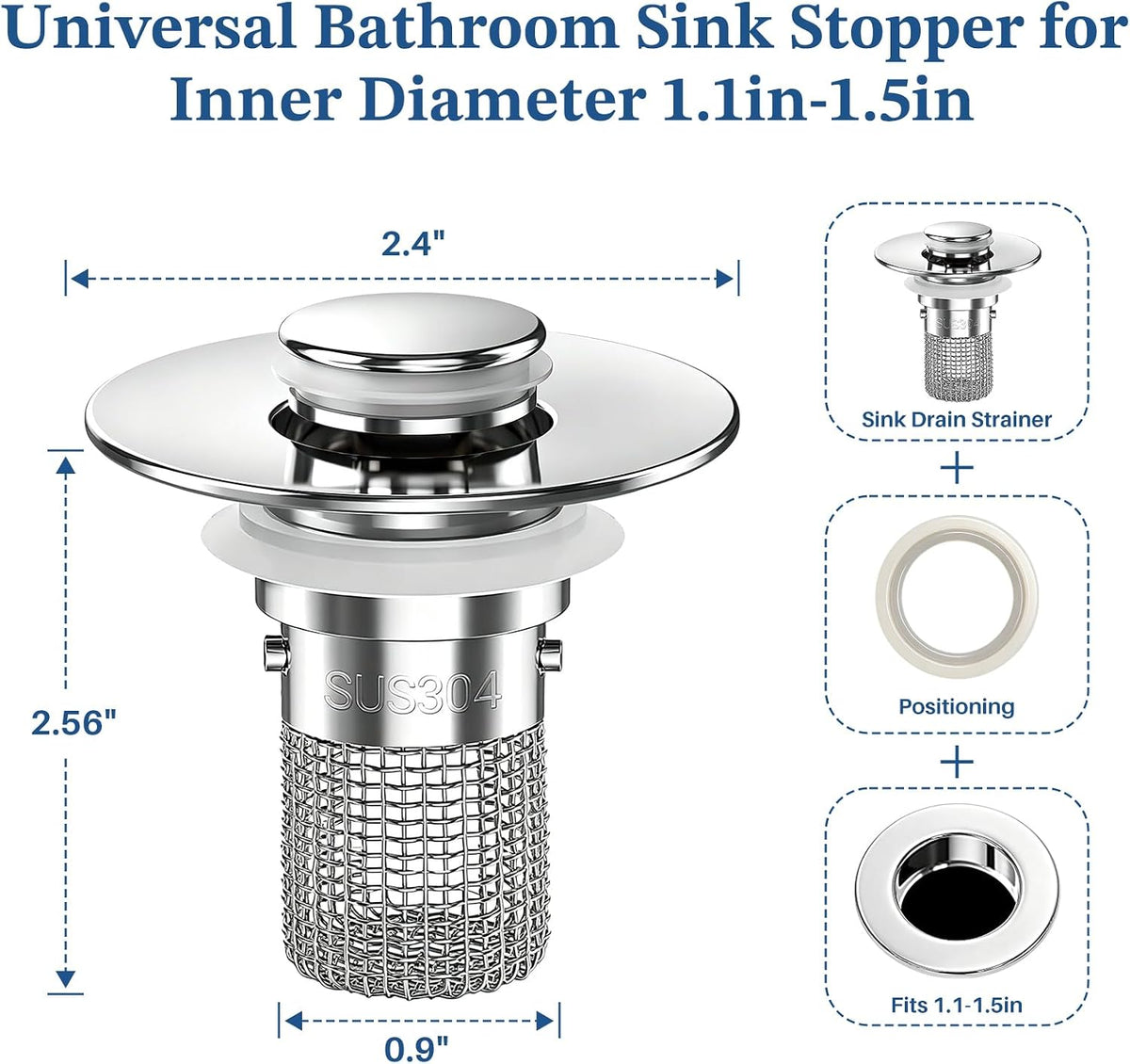 STILLM Colador de drenaje para fregadero de baño, tapón desplegable...
