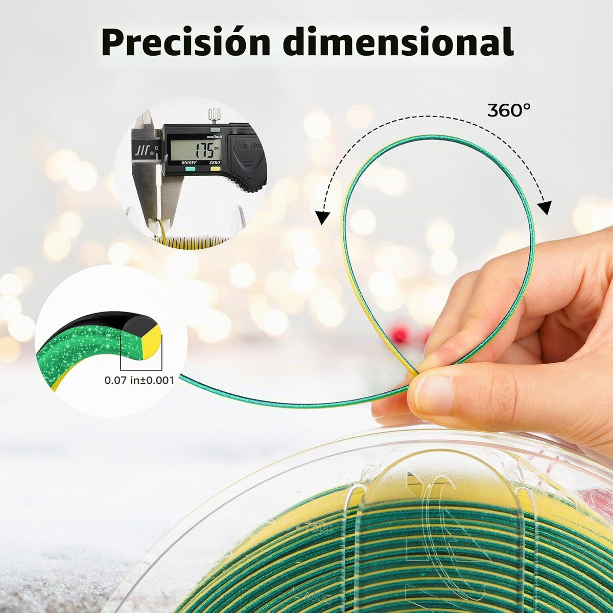AMOLEN Filamento de impresora 3D Glitter PLA de 1.75 mm Filamento b...