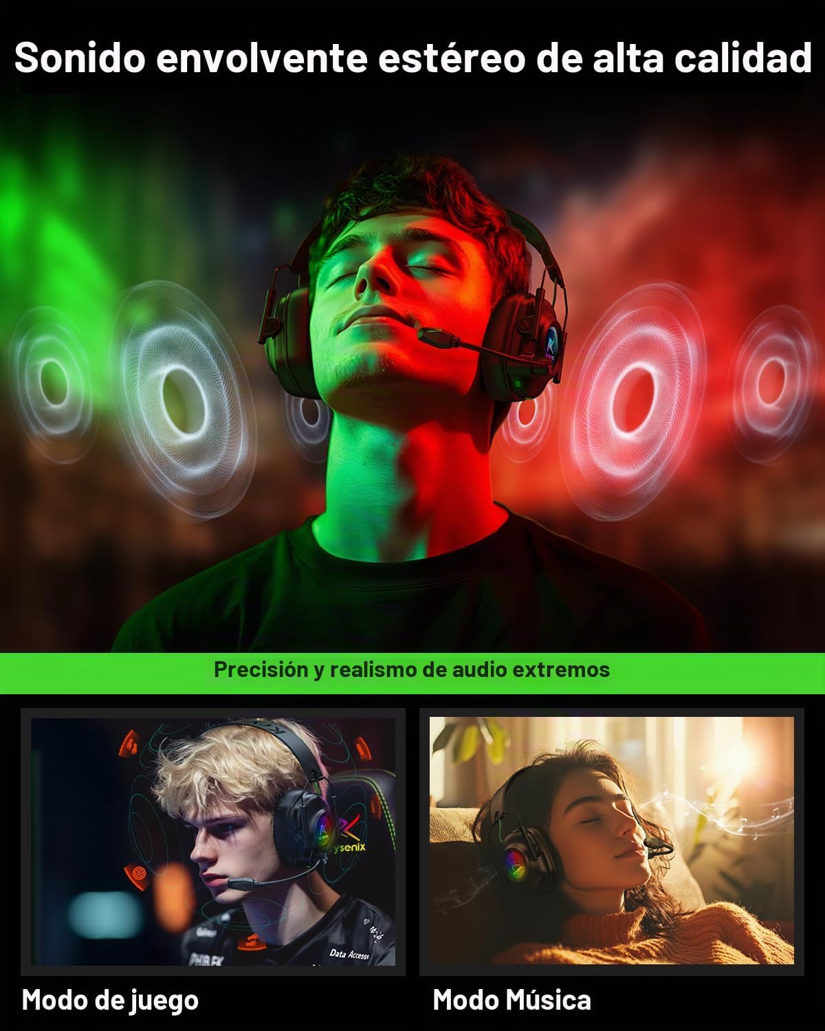 Auriculares inalámbricos para juegos con micrófono para PS5, PS4 y...