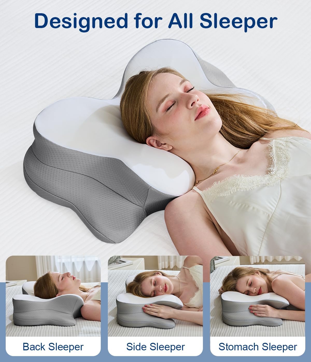 CosBed Almohada cervical para el cuello, almohada de espuma viscoel...