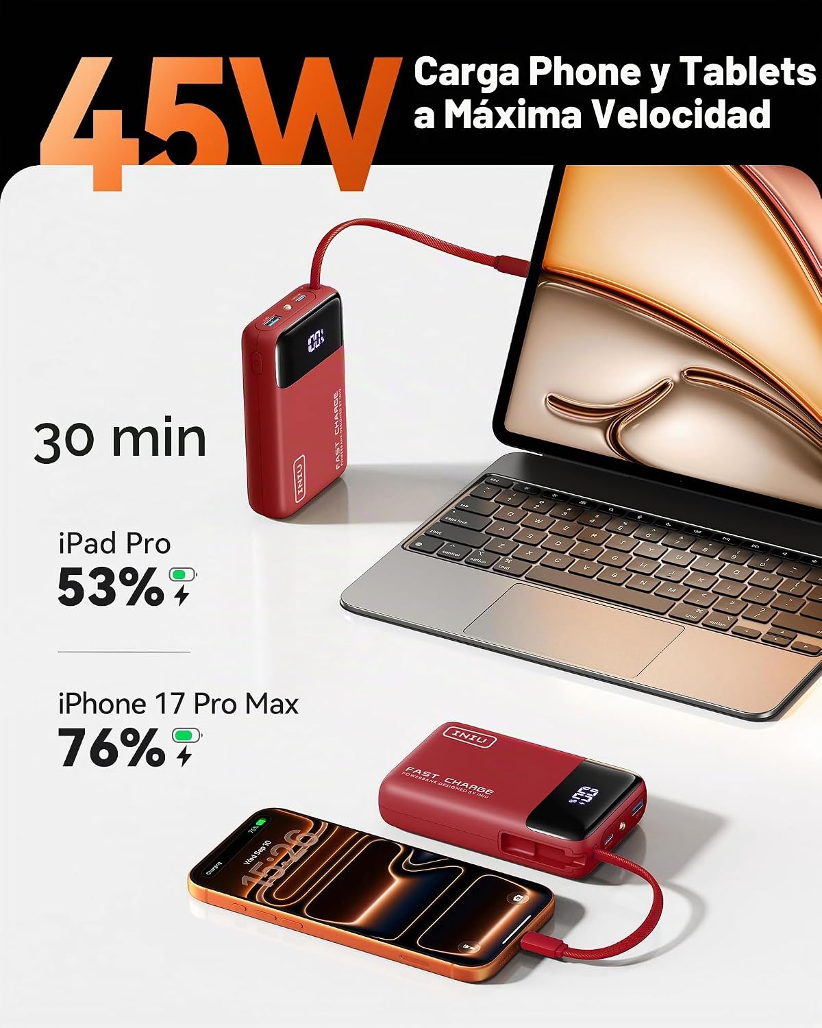 Cargador portátil INIU 20000mAh, banco de carga rápida más pequeño...