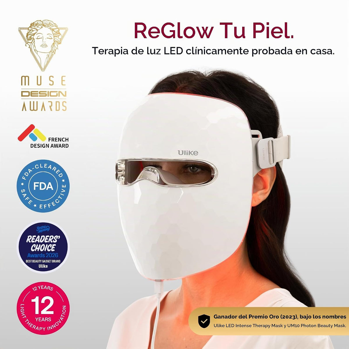 Máscara de terapia de luz roja Ulike para rostro, cobertura facial...