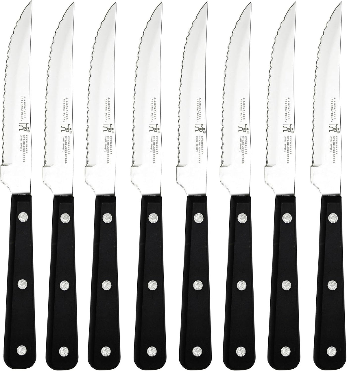 HENCKELS - Juego de 8 cuchillos afilados para carne, diseño alemán...