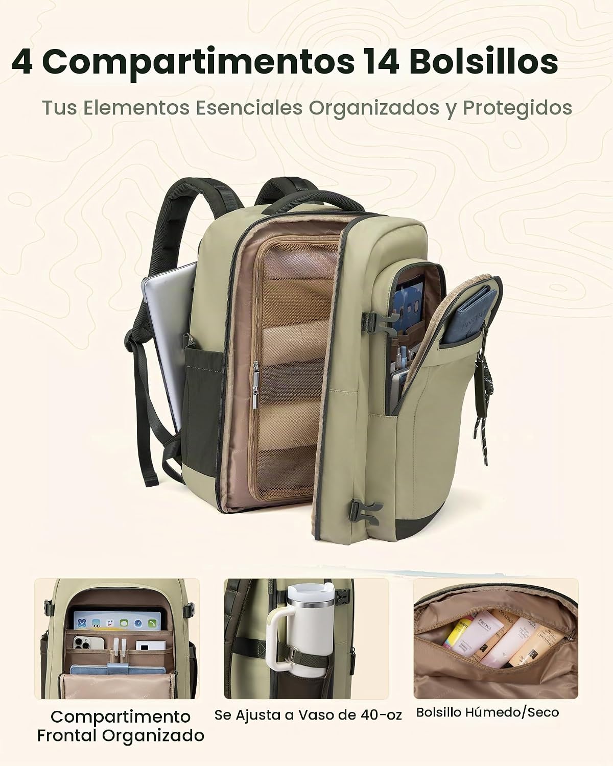 LOVEVOOK Mochila de viaje de 40L para mujeres y hombres, equipaje d...