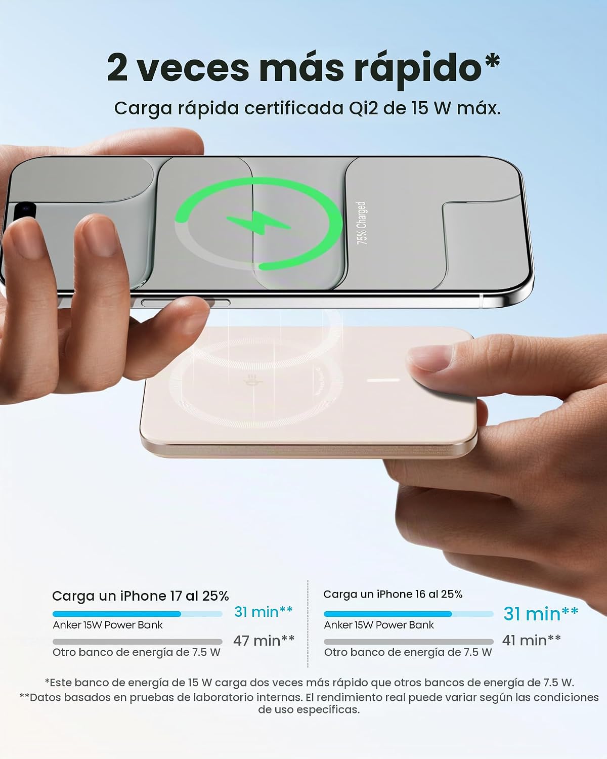 Anker Nano Magnetic Power Bank, cargador portátil de 15 W con certi...