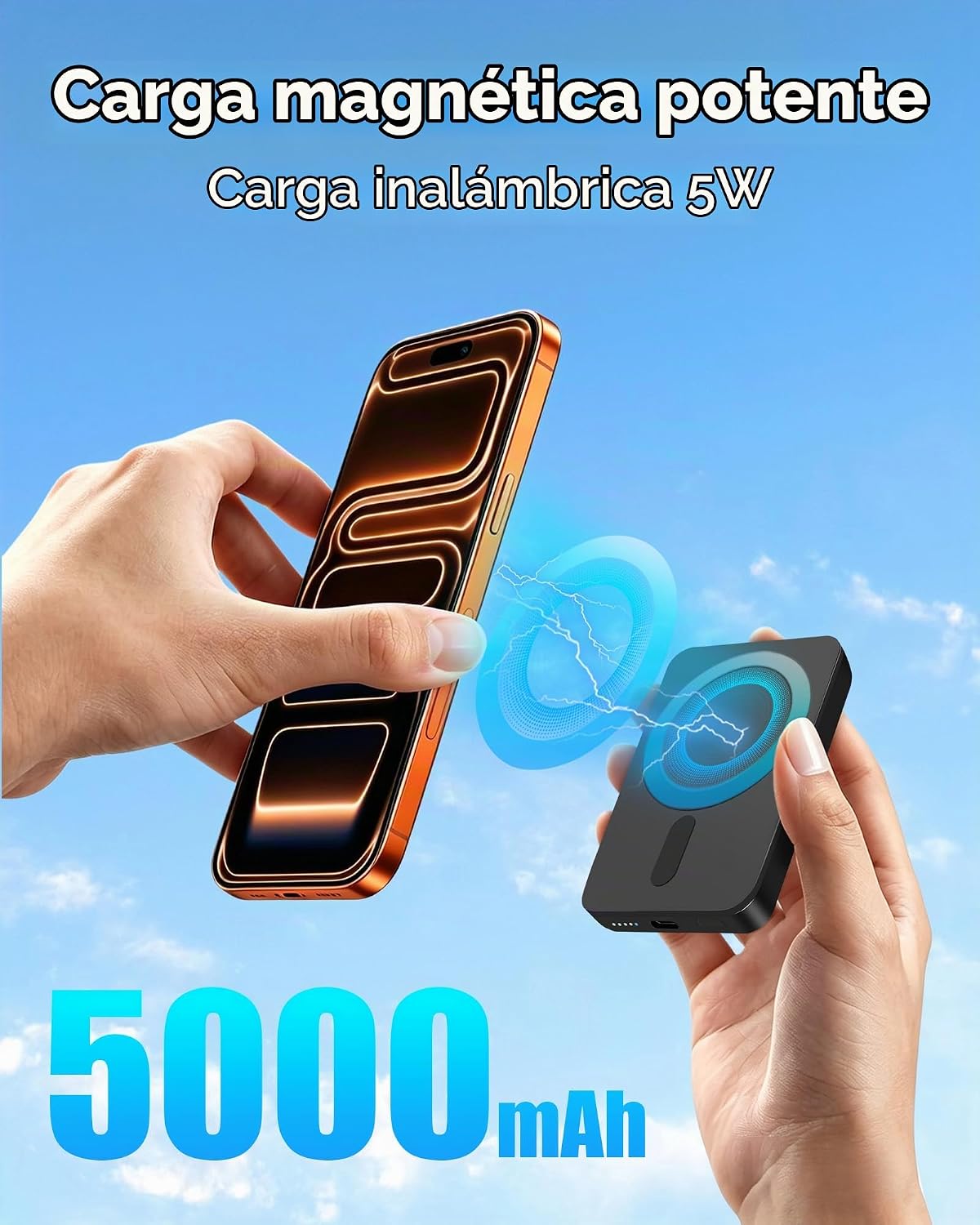 Miady Paquete de 2 cargadores portátiles magnéticos para iPhone 500...